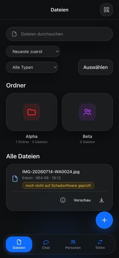 Geteilte Dateien in einer Airbox