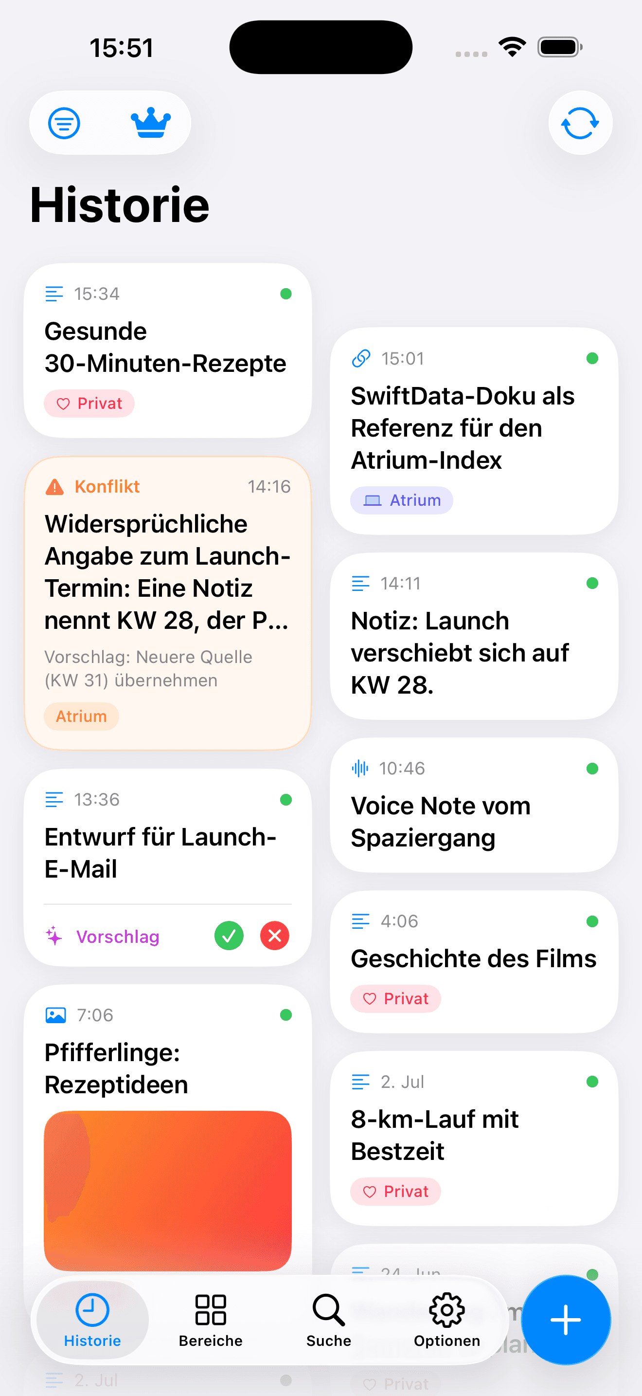 Atrium-Historie auf dem iPhone